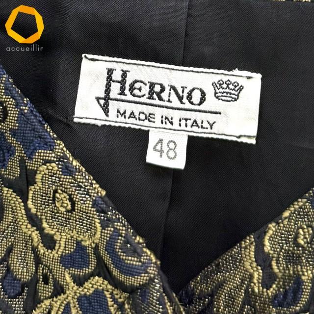 ★美品★HERNO✖️AGNONA スーツ　セットアップ　スカート　イタリア製 anc ヘルノ Herno スカートスーツ 48 黒 紺 ゴールド セットアップ 総