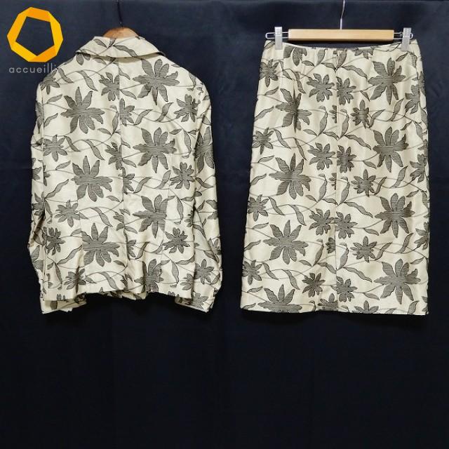 #anc クリスチャンオジャール CHRISTIANAUJARD セットアップ ツーピース 花柄 光沢 11AT ベージュ系 黒 レディース [980491] |  | 01
