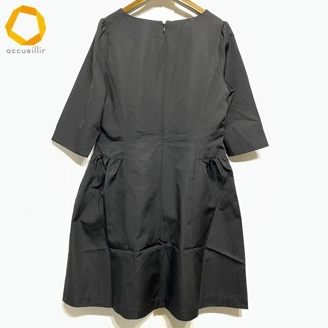 #anc ギャラリービスコンティ GALLERY VISCONTI ワンピース 3 黒 リボン 五分袖 タグ付き 美品 レディース [982408] |  | 01