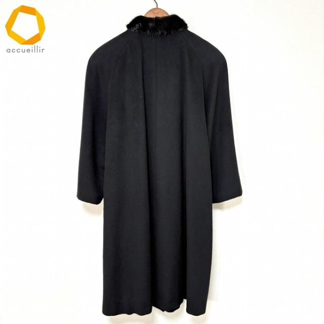 wnc レリアン Leilian コート 9 黒 カシミヤ ミンク ファー 美品