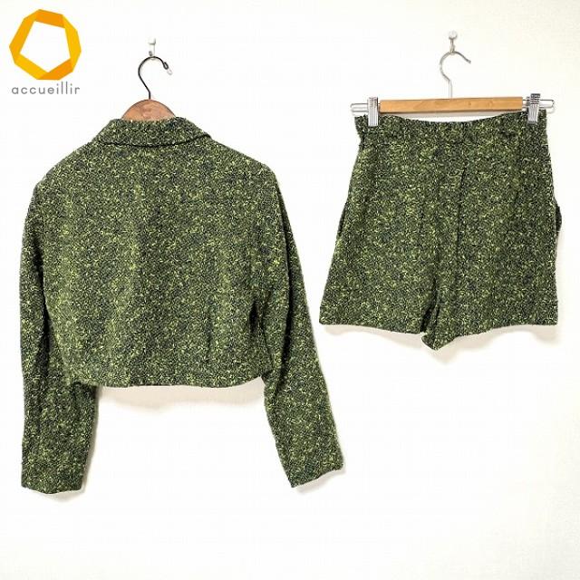 anc ミスクロエ miss chloe セットアップ 40 緑系 ツイード ショート丈 