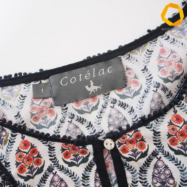 a コテラック Cotelac シャツ・ブラウス 1 白 黒 マルチ 花柄 総柄 綿 