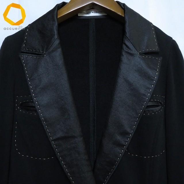 anc ヒロココシノ HIROKOKOSHINO ジャケット 40 黒 麻混 ステッチ 