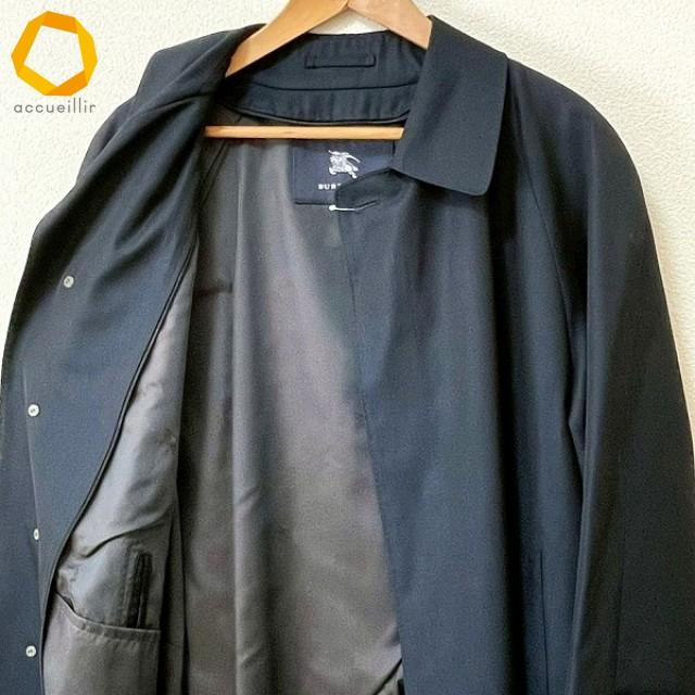 anc バーバリー BURBERRY LONDON コート 濃紺 ステンカラー チェック