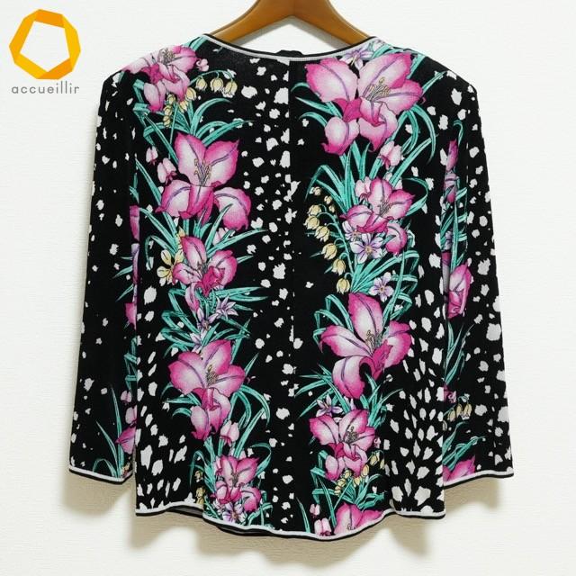 #anc GKITALIYA 伊太利屋 カーディガン 11 黒 ピンク 緑 ジップアップ 花柄 レディース [990950] |  | 02