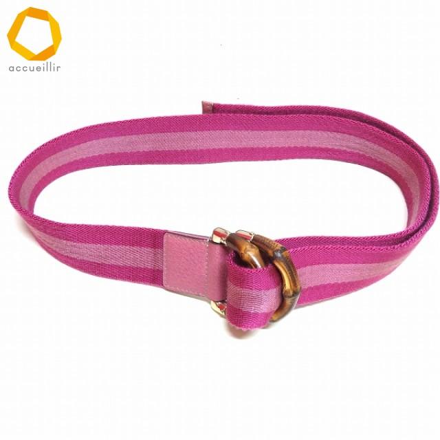 ae グッチ GUCCI ベルト ピンク系 シェリーライン バンブー レディース 