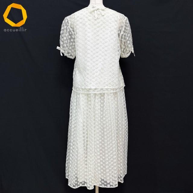 skc カネコイサオ KANEKO ISAO セットアップ 白 シースルー 花柄 刺繍
