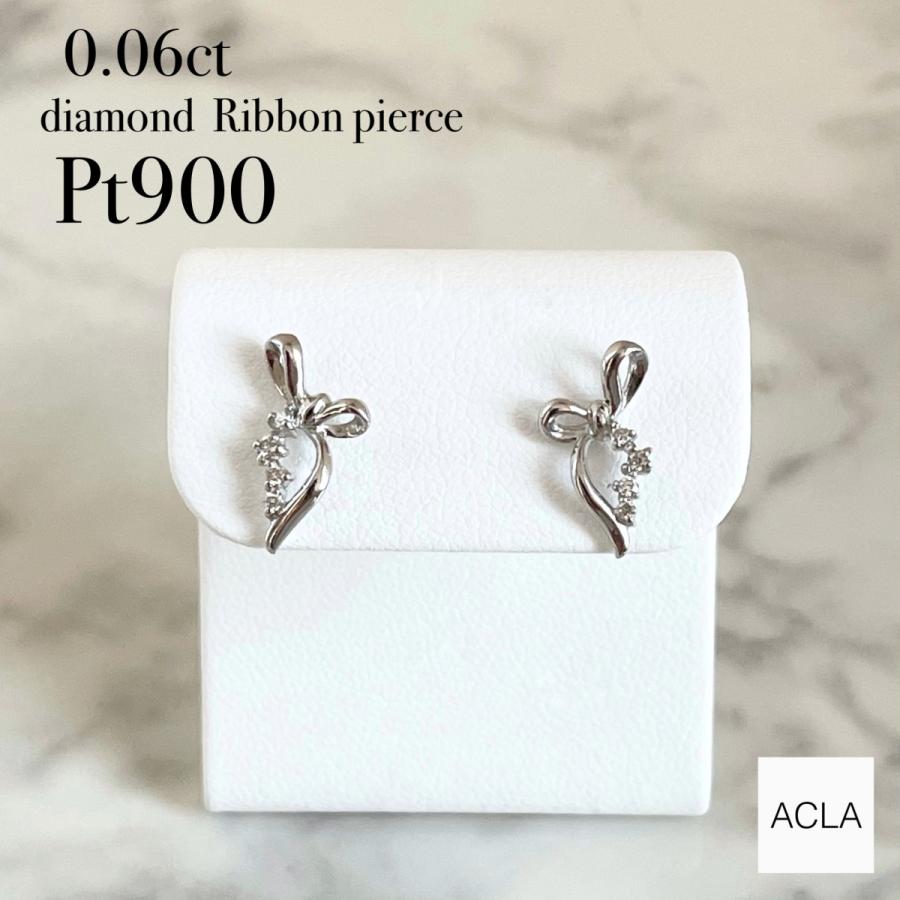 リボン ピアス ダイヤモンド プラチナ 0.06ct Pt900 記念日 誕生日 ご 