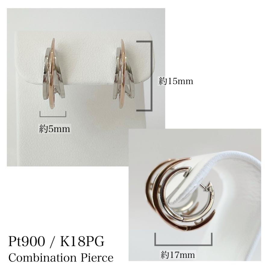 新品 PT900 K18 プラチナ ピンクゴールド フープ 18金ピアス ペア フープピアス 中折れ式 k18 k10 pt900 イエローゴールド ピンク