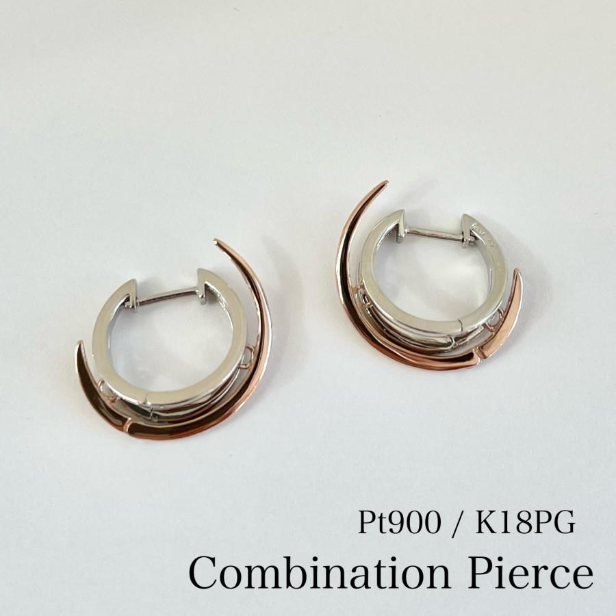 地金 ピアス プラチナ 18金 ピンクゴールド フープ コンビネーション