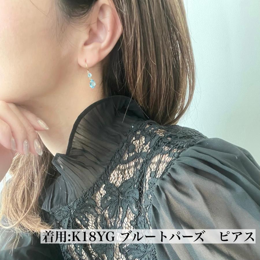 K18 18金 誕生石 ピアス ブルートパーズ フック 揺れる ぶら下がり