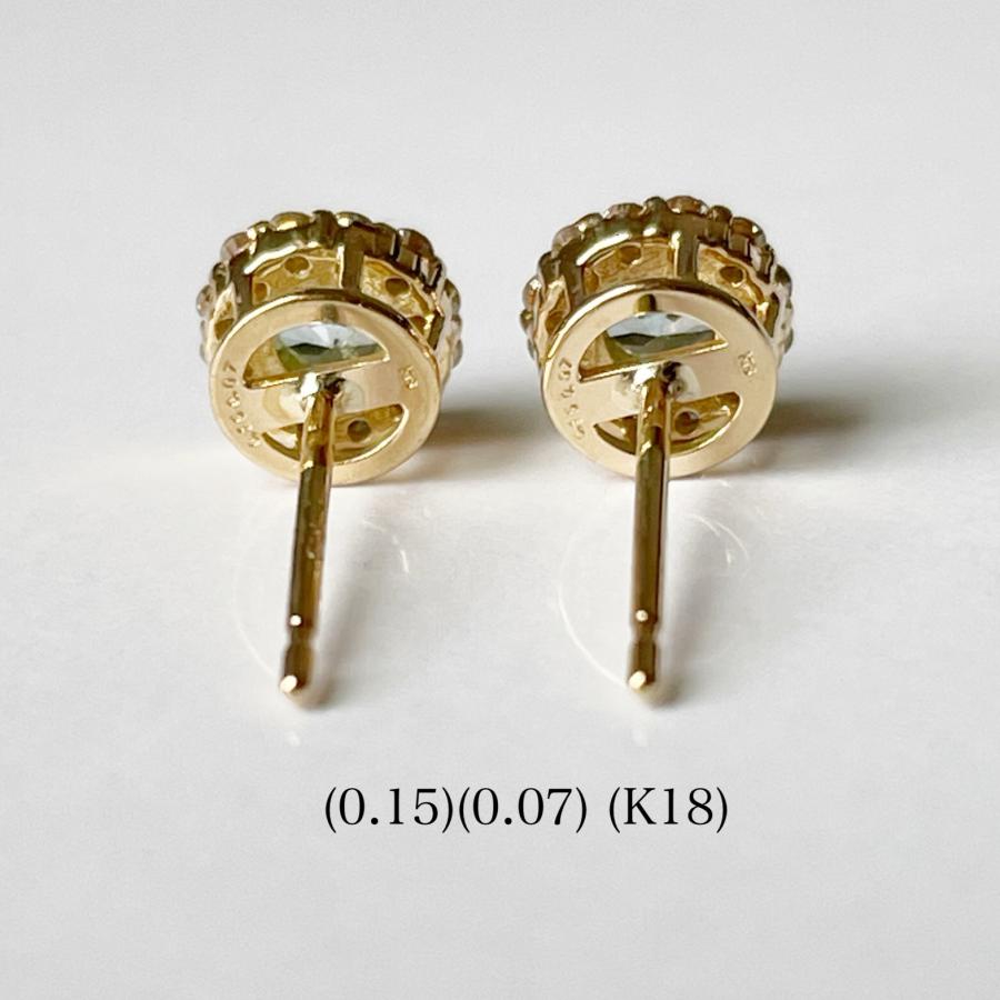 ブルージルコン ダイヤモンド ピアス 18金 K18 スタッド 取り巻き