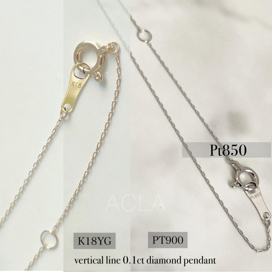 ネックレス プラチナ ダイヤモンド 地金 縦 平打ち風 バー 0.1ct