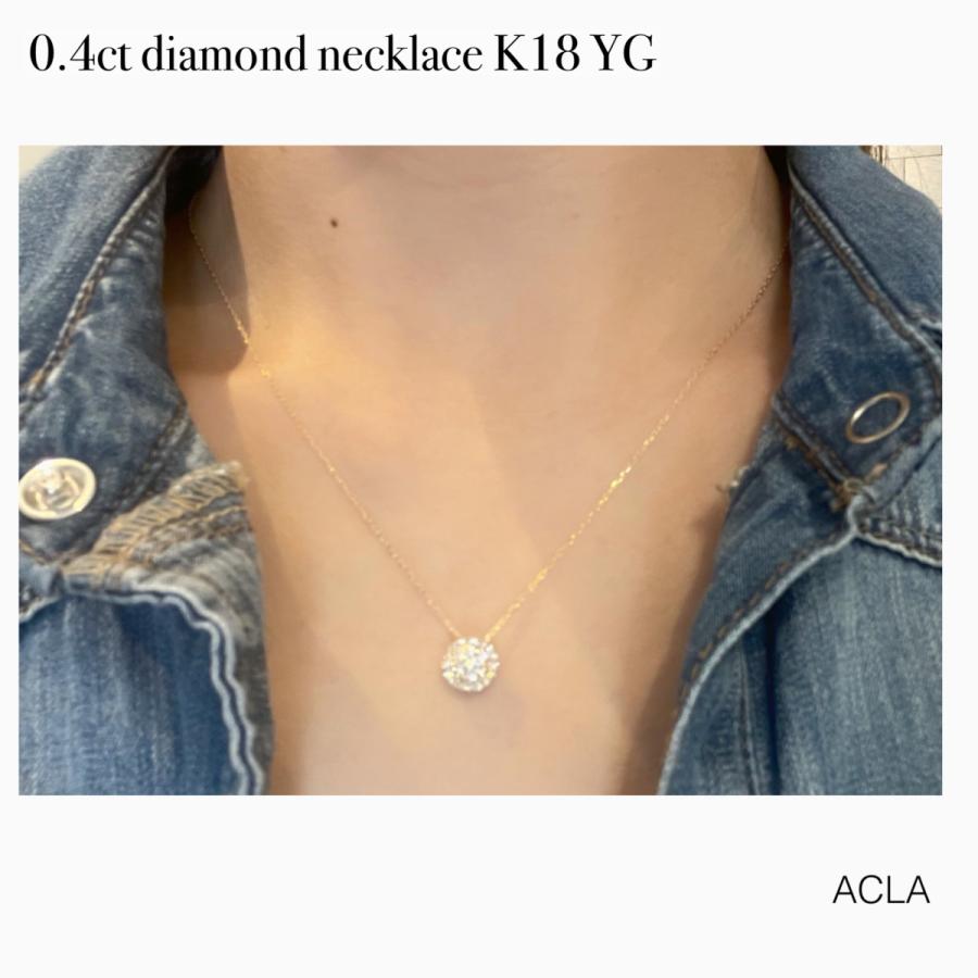 18金 ダイヤモンド ネックレス ラウンド 丸 囲み K18 0.4ct 18金 ダイヤモンド ネックレス ラウンド 丸 囲み K18 0.4ct