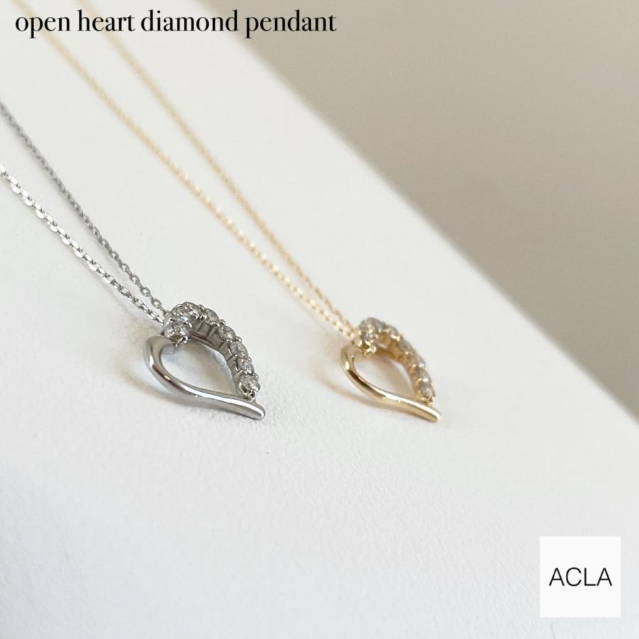 プラチナ ダイヤモンド オープン ハート ネックレス Pt900 0.1ct