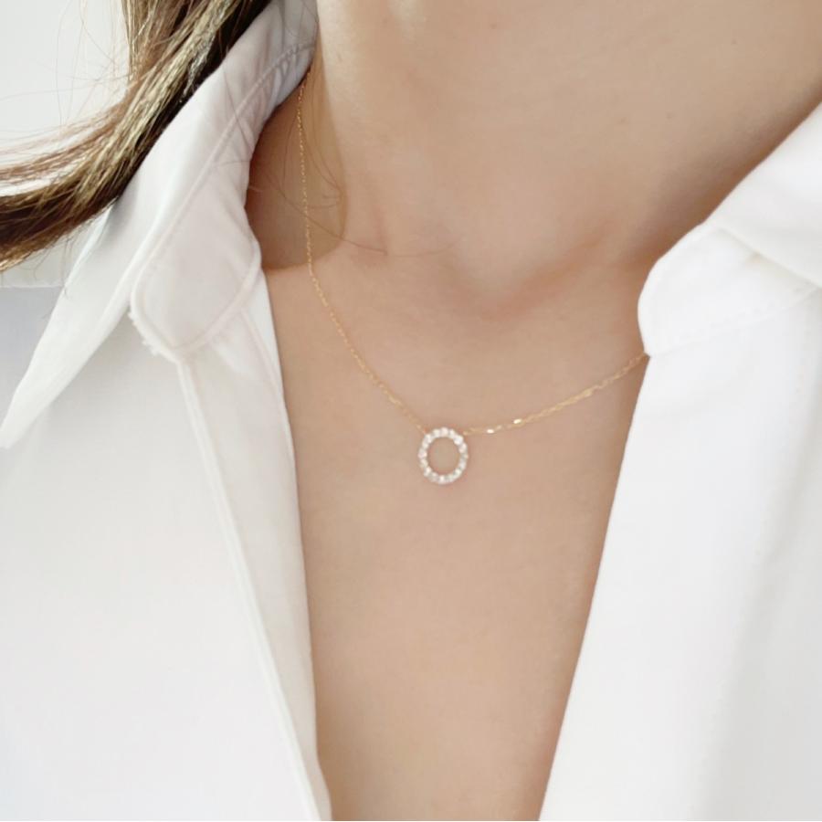 18金 ネックレス ダイヤモンド K18 0.2ct 丸 サークル 輪 ジュエリー