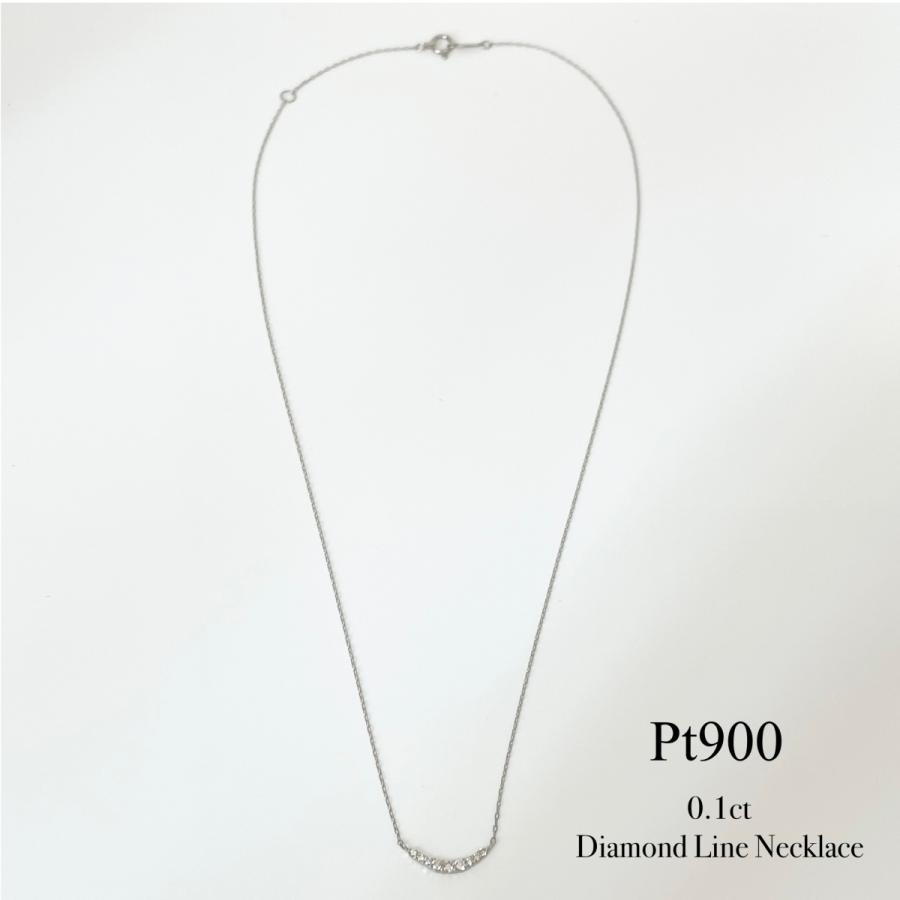 プラチナ　Pt900ダイヤモンド 9石　ラインネックレス プラチナ ダイヤモンド ライン ネックレス グラデーション 0.1ct Pt900