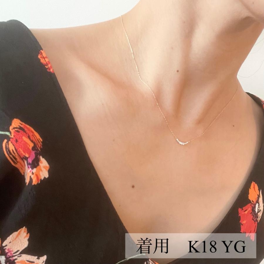 18金 K18 ダイヤモンド ライン ネックレス グラデーション 0.1ct