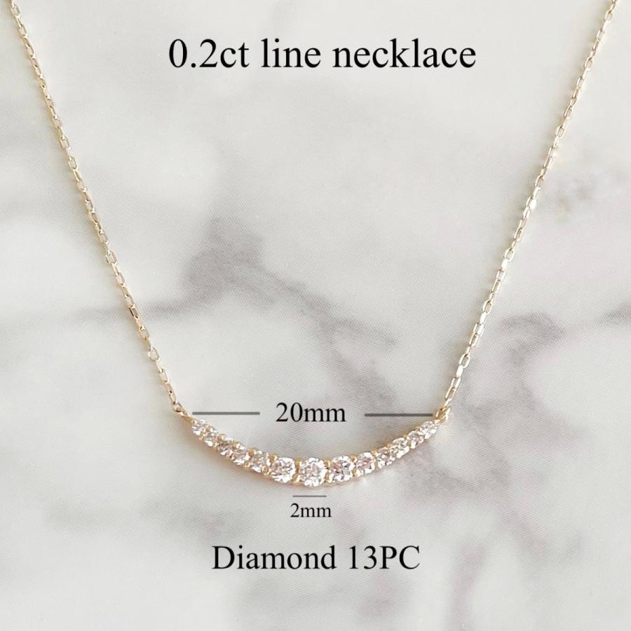 ダイヤモンド ライン ネックレス 18金 18k K18 0.2ct グラデーション