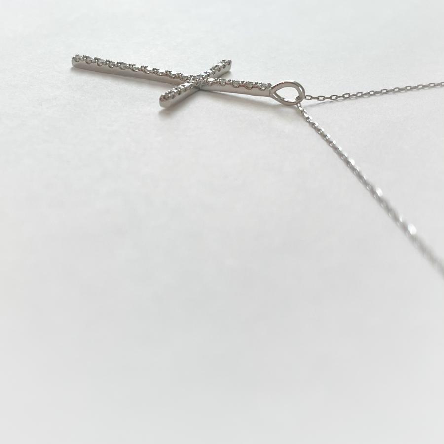 クロス ネックレス プラチナ ダイヤモンド 十字架 ペンダント 0.26ct
