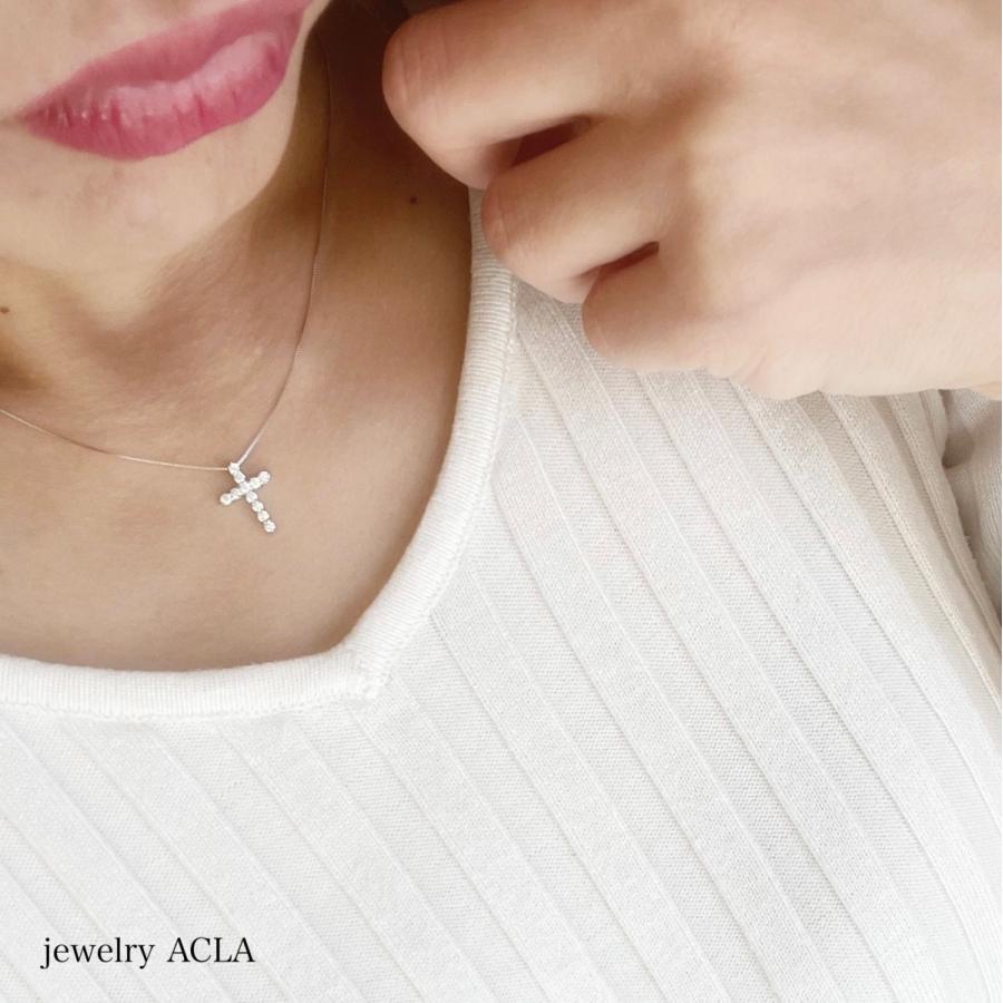 クロス ネックレス プラチナ ダイヤモンド 十字架 ペンダント 0.3ct 