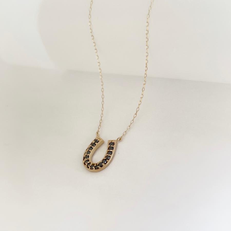 馬蹄 ネックレス 18k ブラックダイヤ 18金 ブラック 馬蹄 ネックレス 18k ブラックダイヤ 18金 ブラック