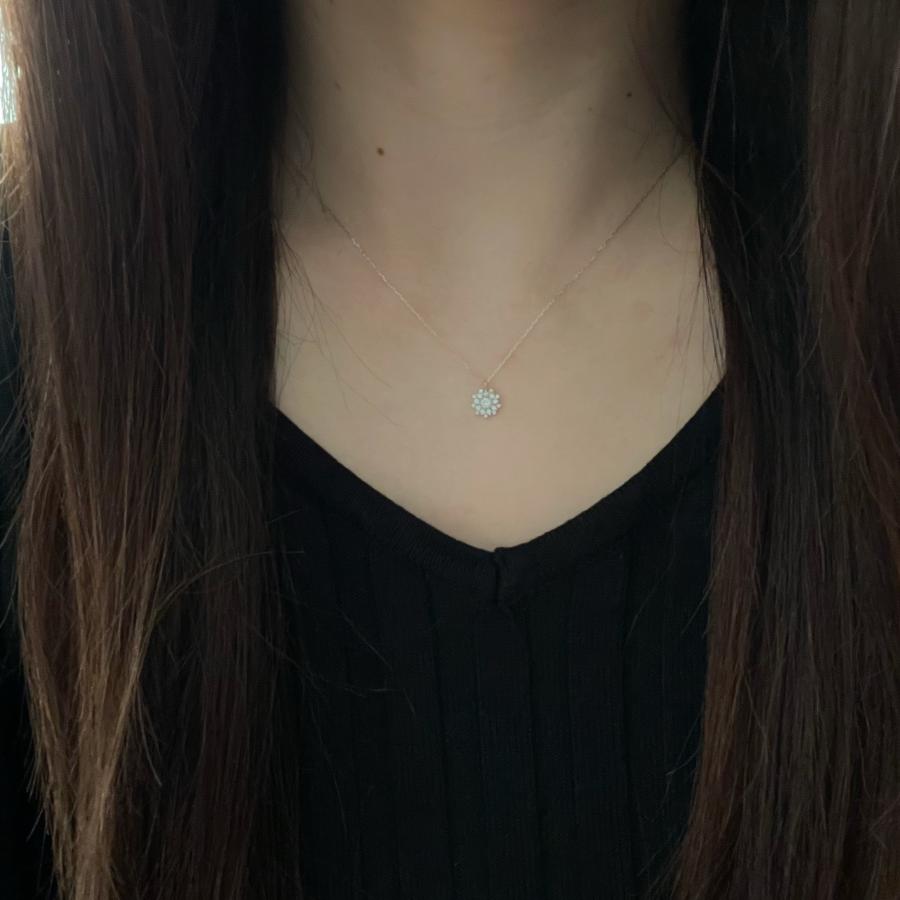 プラチナ ネックレス ダイヤモンド フラワー 取り巻き 0.15ct 天然