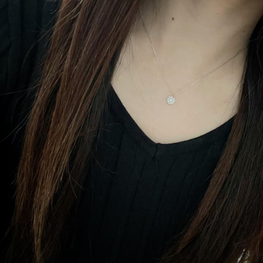 プラチナ ネックレス ダイヤモンド フラワー 取り巻き 0.15ct 天然