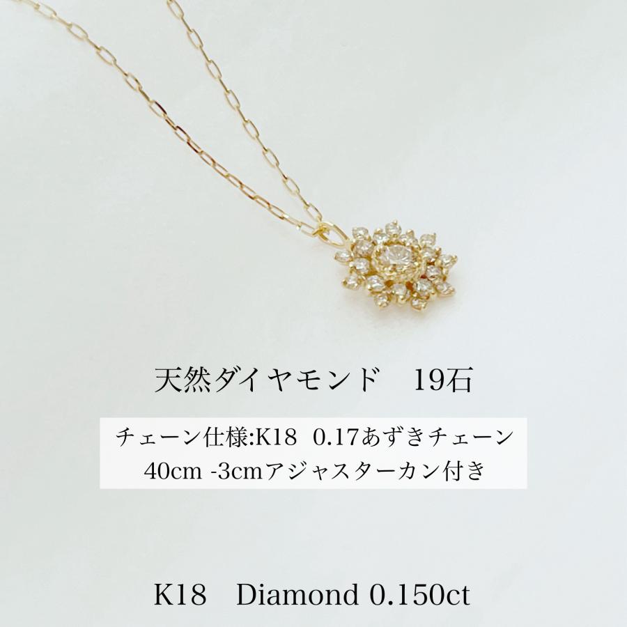 18金 K18 ネックレス ダイヤモンド フラワー 取り巻き ０.１５ct 天然ダイヤモンド レディース ジュエリー_5