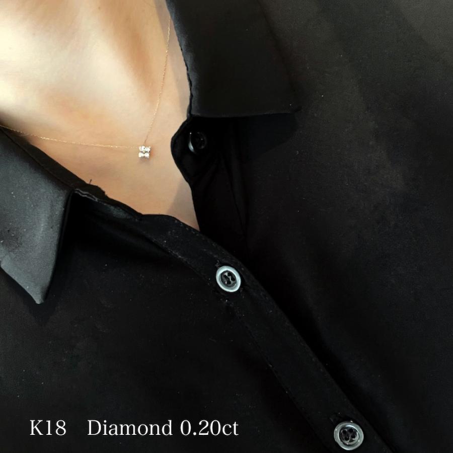 K18 18金 ダイヤモンド ネックレス フラワー 0.2ct レディース
