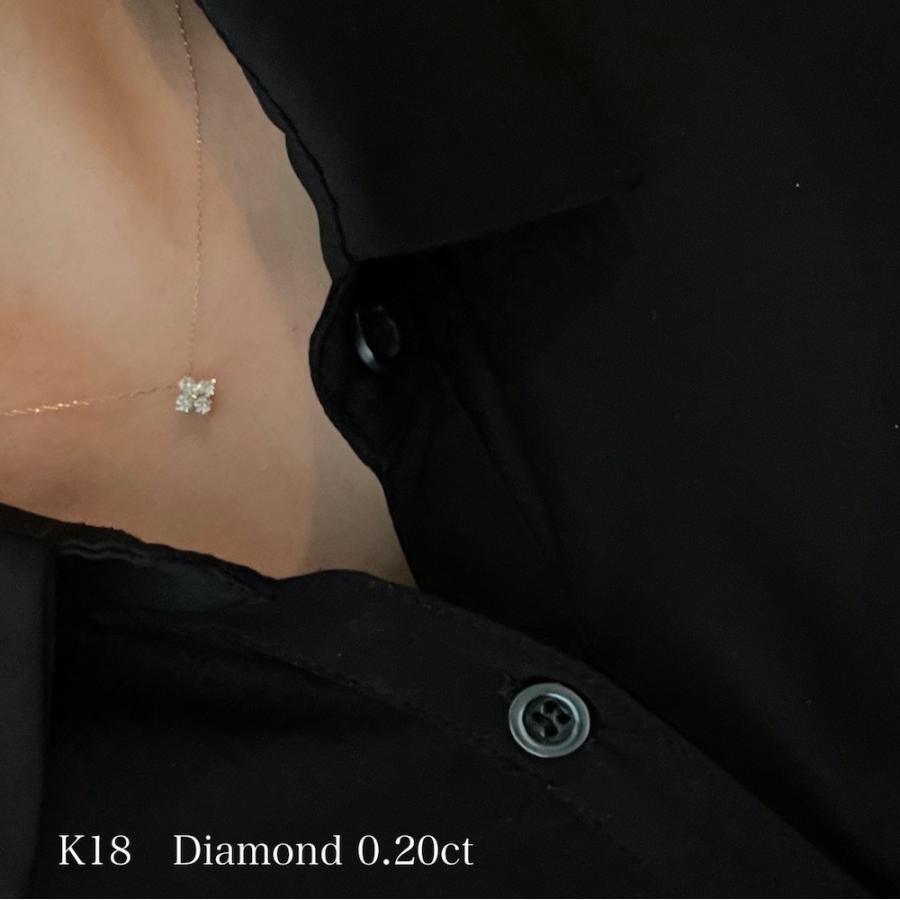 K18 18金 ダイヤモンド ネックレス フラワー 0.2ct レディース