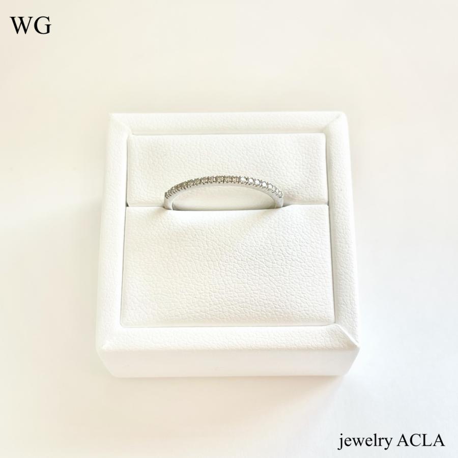 18金 K18 細い 指輪 ダイヤモンド リング 0.1ct ハーフエタニティー