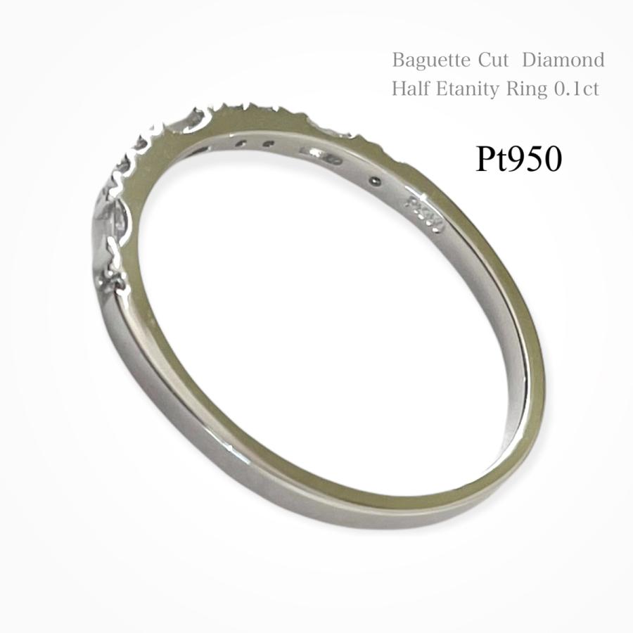 細い プラチナリング バケットカット ダイヤモンド  バケットリング　指輪 重ね付け 細い指輪 Pt950  0.1ct  ハーフエタニティー サイズ５ から サイズ２０の画像
