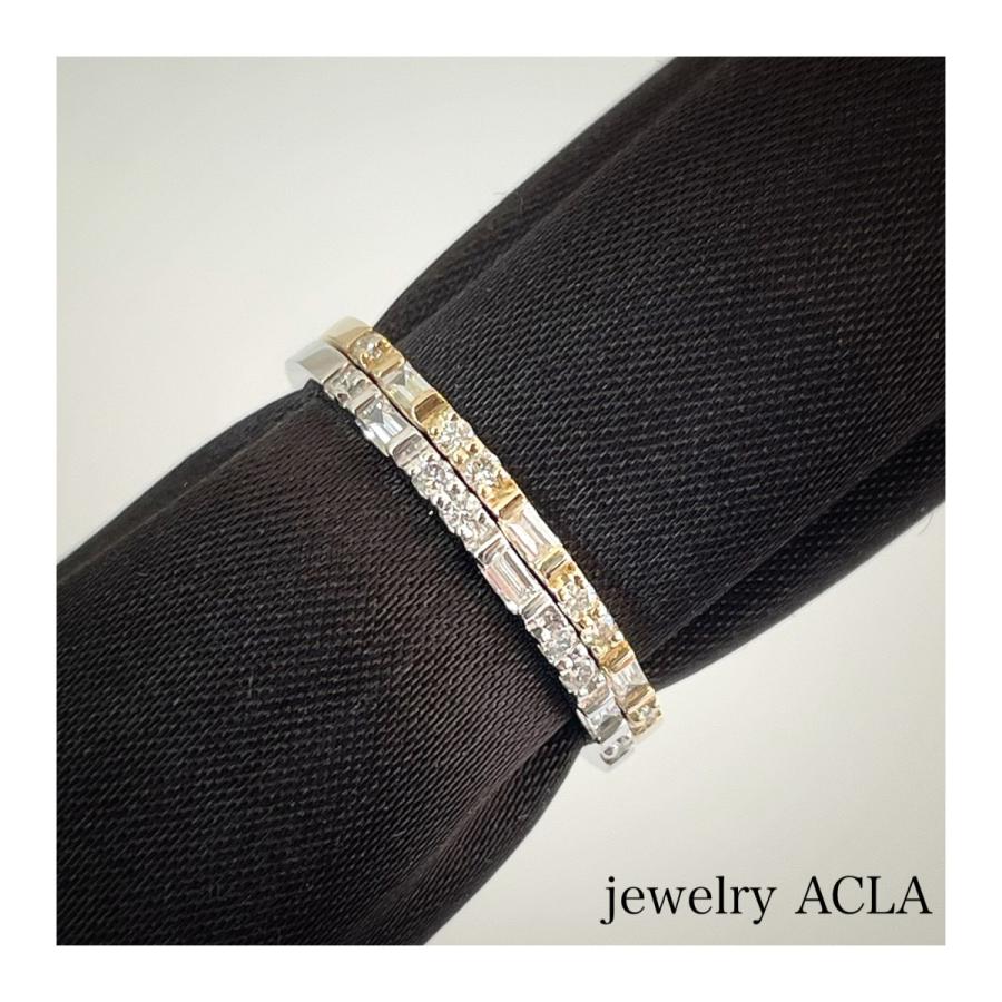 細い プラチナリング バケットカット ダイヤモンド  バケットリング　指輪 重ね付け 細い指輪 Pt950  0.1ct  ハーフエタニティー サイズ５ から サイズ２０の画像