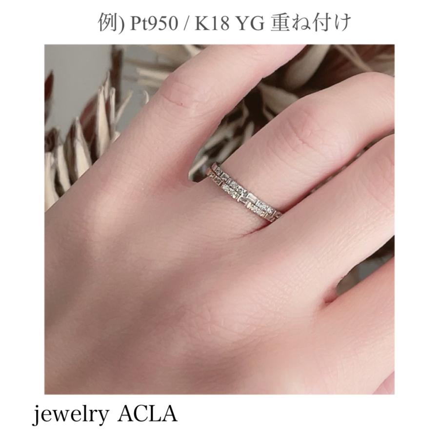 細い プラチナリング バケットカット ダイヤモンド  バケットリング　指輪 重ね付け 細い指輪 Pt950  0.1ct  ハーフエタニティー サイズ５ から サイズ２０の画像