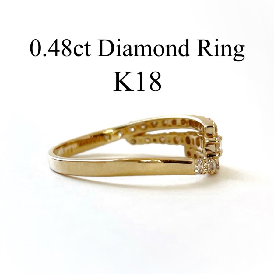 １８金　指輪 ダイヤモンド リング  デザイン 3連風 ３連風　ハーフエタニティー レディース ジュエリー Diamond Ring 0.48ctの画像