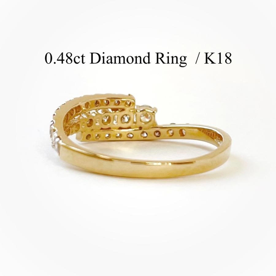 １８金　指輪 ダイヤモンド リング  デザイン 3連風 ３連風　ハーフエタニティー レディース ジュエリー Diamond Ring 0.48ctの画像