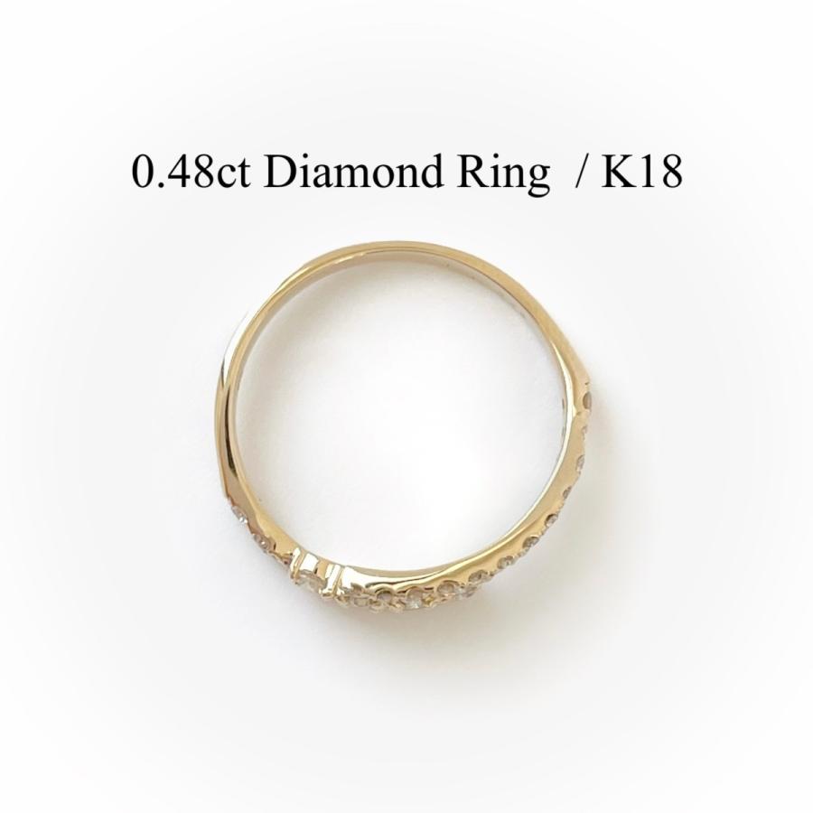 １８金　指輪 ダイヤモンド リング  デザイン 3連風 ３連風　ハーフエタニティー レディース ジュエリー Diamond Ring 0.48ctの画像