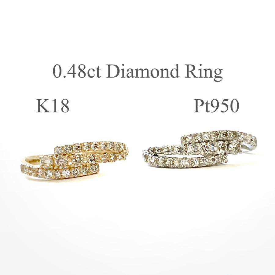 １８金　指輪 ダイヤモンド リング  デザイン 3連風 ３連風　ハーフエタニティー レディース ジュエリー Diamond Ring 0.48ctの画像