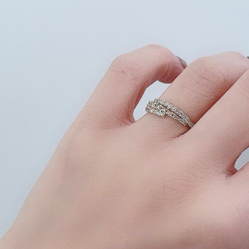 １８金　指輪 ダイヤモンド リング  デザイン 3連風 ３連風　ハーフエタニティー レディース ジュエリー Diamond Ring 0.48ctの画像