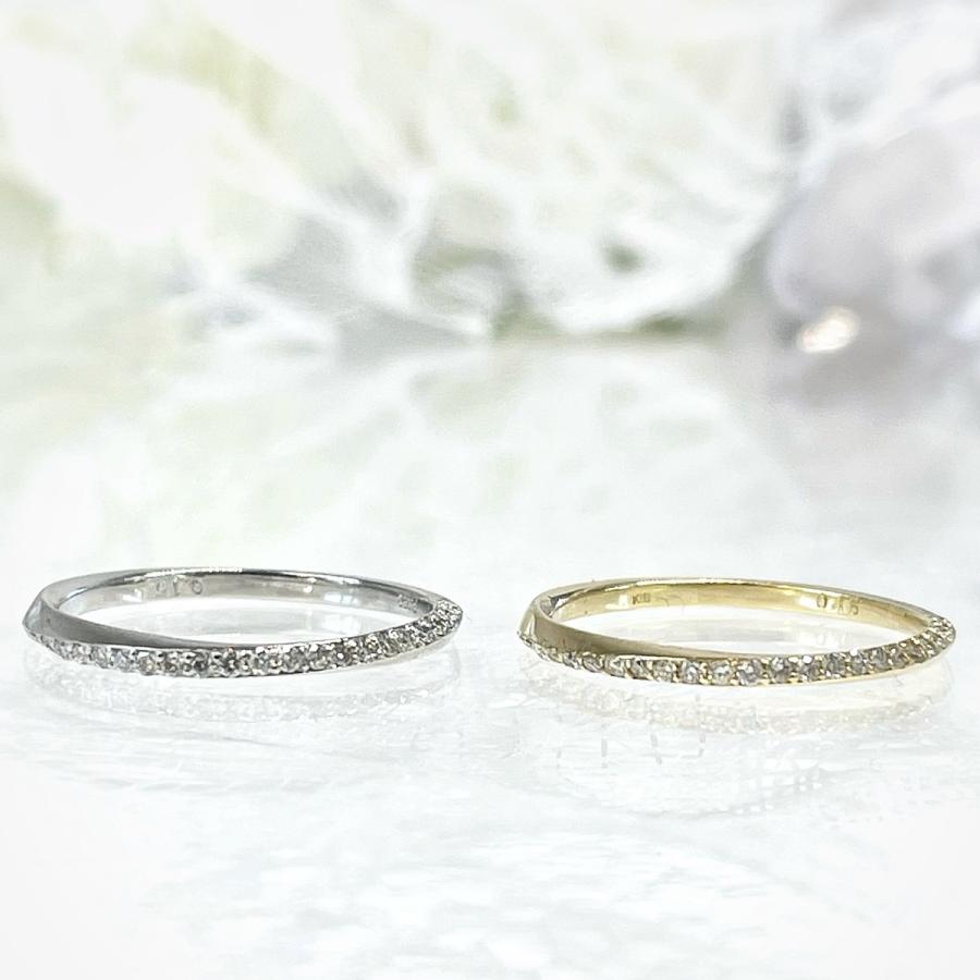 プラチナ リング ダイヤモンド 細い 指輪 重ね付け ハーフエタニティー