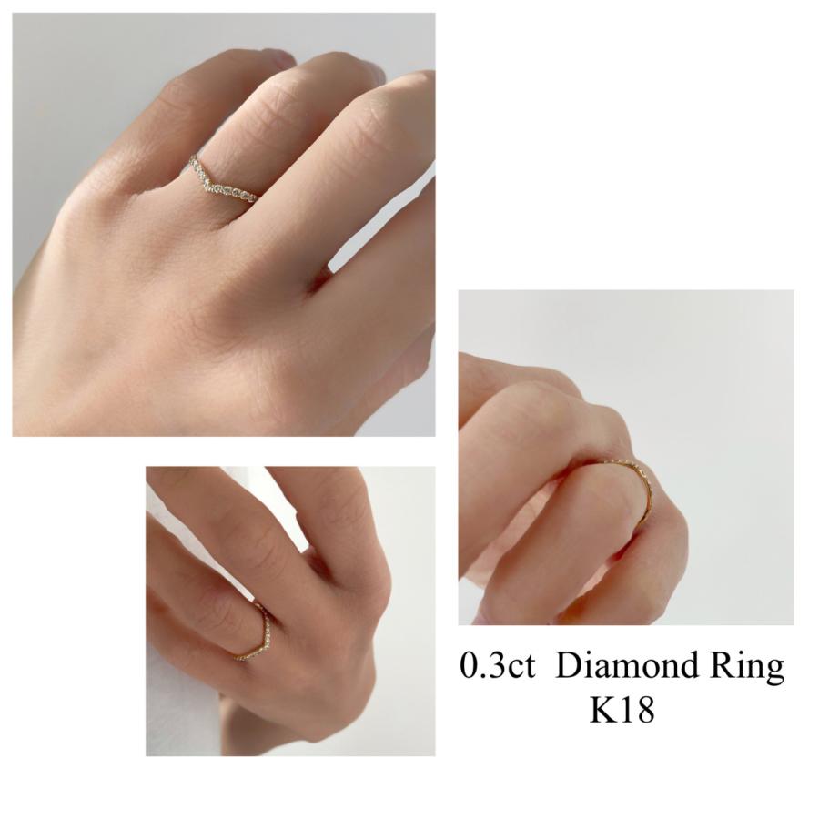 V ダイヤモンド リング 18金 指輪 V字 ライン K18 0.3ct V ダイヤモンド リング 18金 指輪 V字 ライン K18 0.3ct