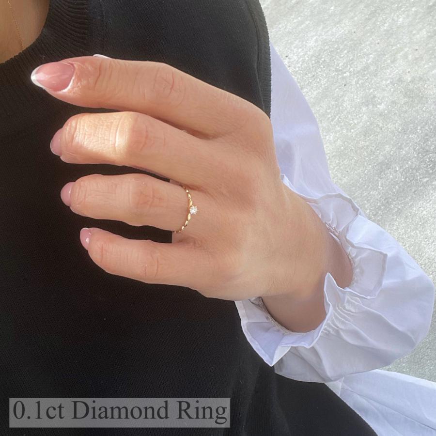 指輪 ダイヤモンド K18 K10 プラチナ 細い指輪 ダイヤ 一粒 リング