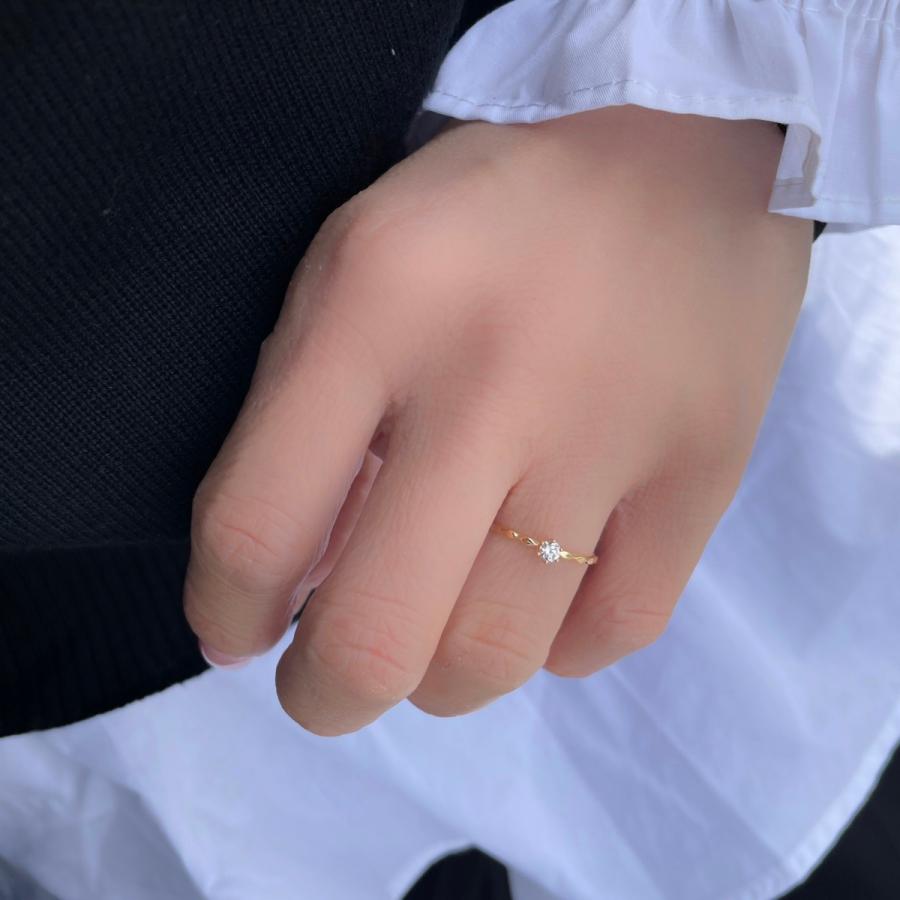 指輪 ダイヤモンド K18 K10 プラチナ 細い指輪 ダイヤ 一粒 リング