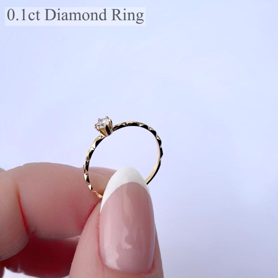 指輪 ダイヤモンド K18 K10 プラチナ 細い指輪 ダイヤ 一粒 リング