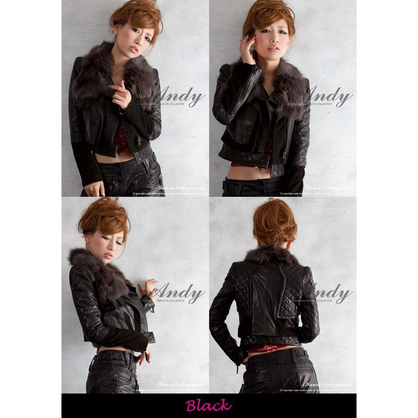 Andy アンディ レディース 革ジャケット フォックスファー