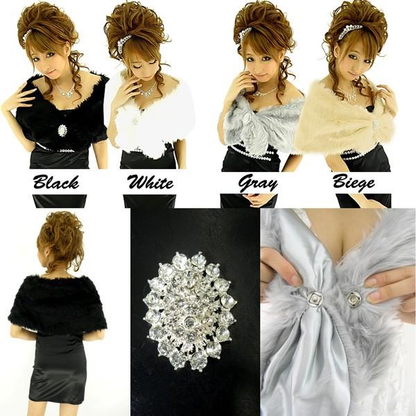 ふわふわファーケープ フロントブローチホック留めケープドレスや着物にも レディース |  | 01