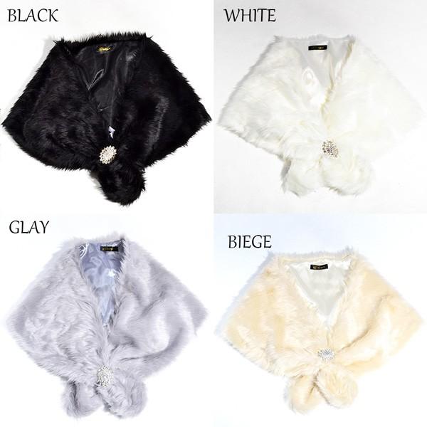 ふわふわファーケープ フロントブローチホック留めケープドレスや着物にも レディース |  | 02