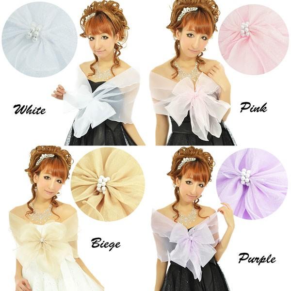 取外しできるリボン付きらきらグリッターラメオーガンジーショール レディース |  | 01