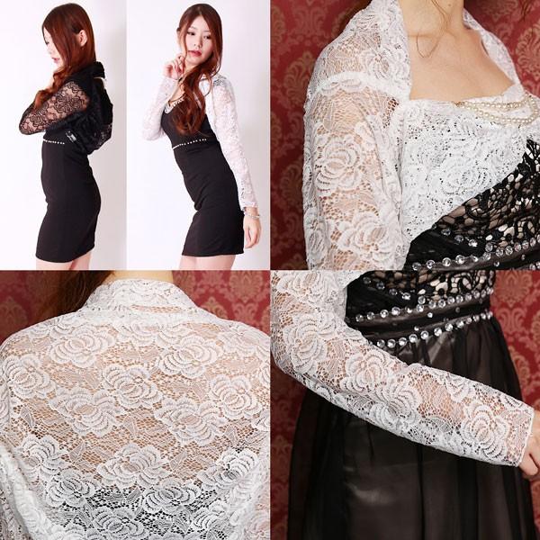 長袖ボレロ チャーム付き総レース長袖ボレロ 長袖ジャケット レディース |  | 02